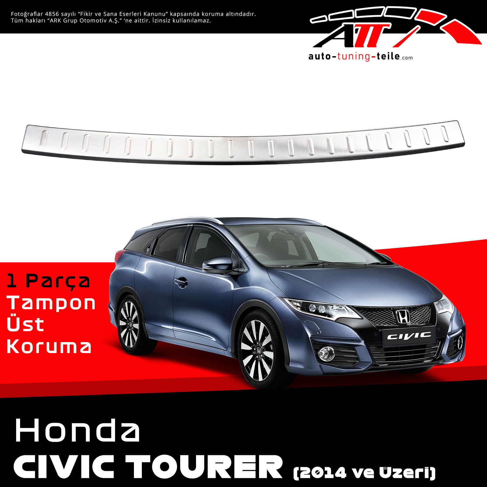 ARKA TAMPON ÜSTÜ HONDA CIVIC TOURER 2014 CHROM