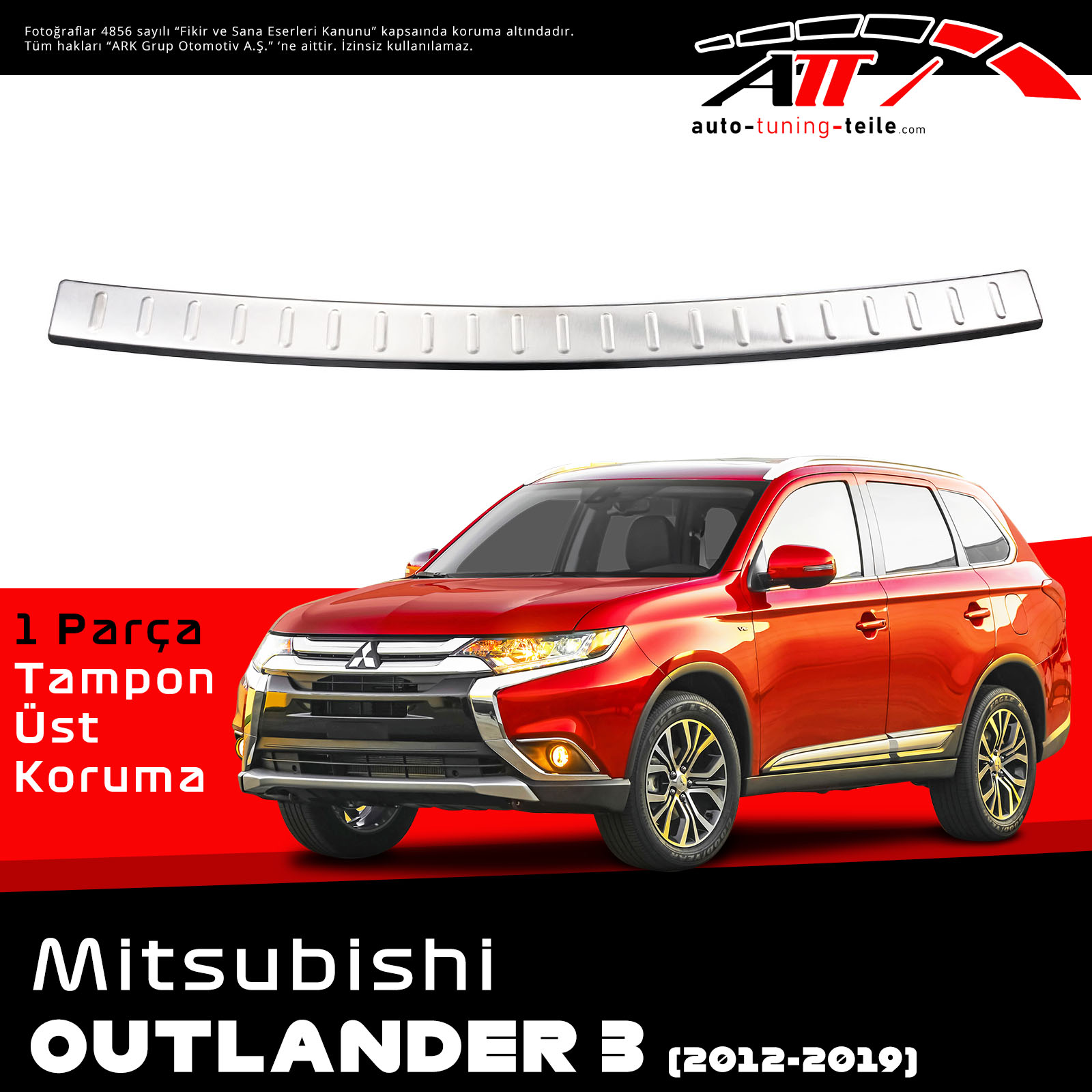 ARKA TAMPON ÜSTÜ MITSUBISHI OUTLANDER III 2012-2019 CHROM