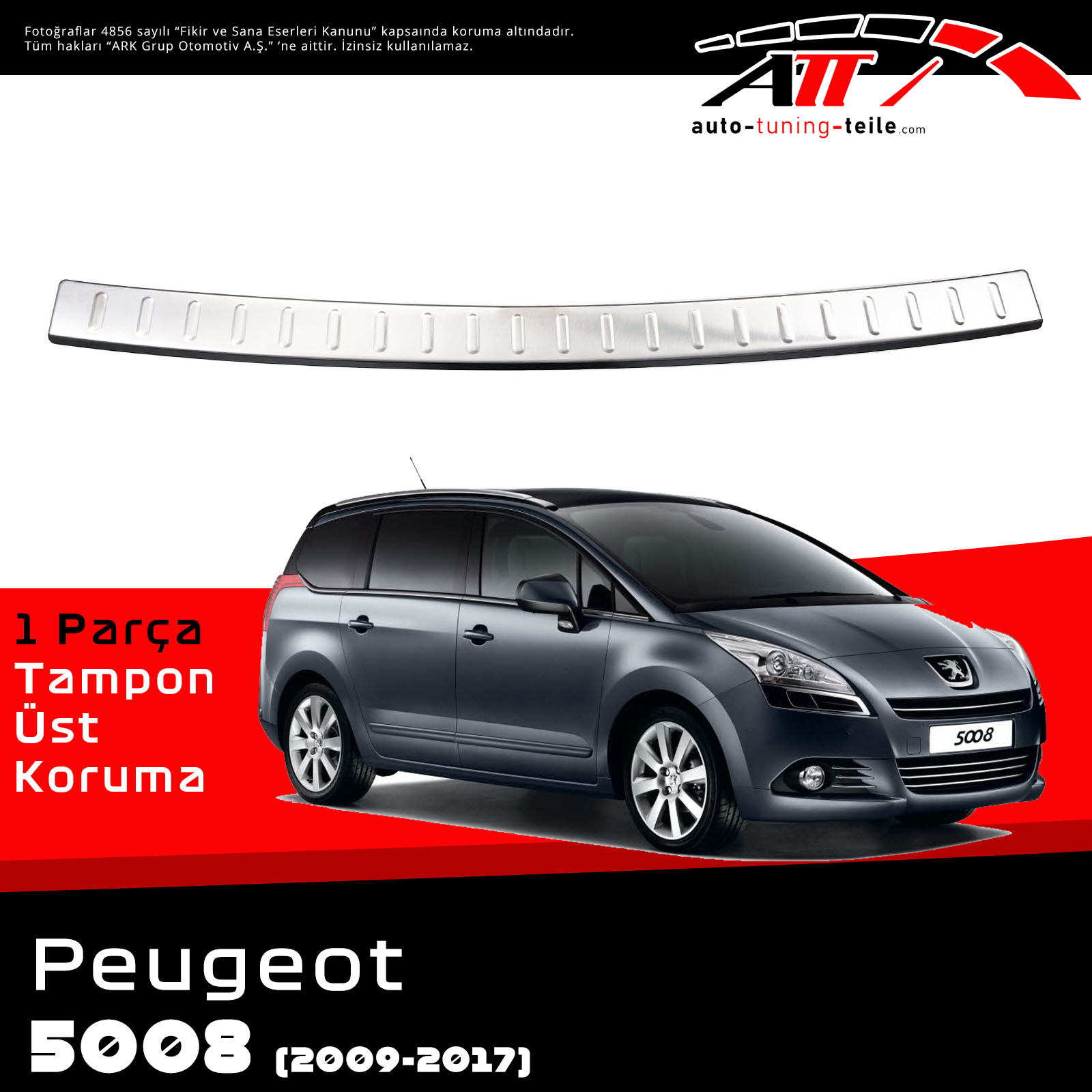 ARKA TAMPON ÜSTÜ PEUGEOT 5008 2009-2017 CHROM