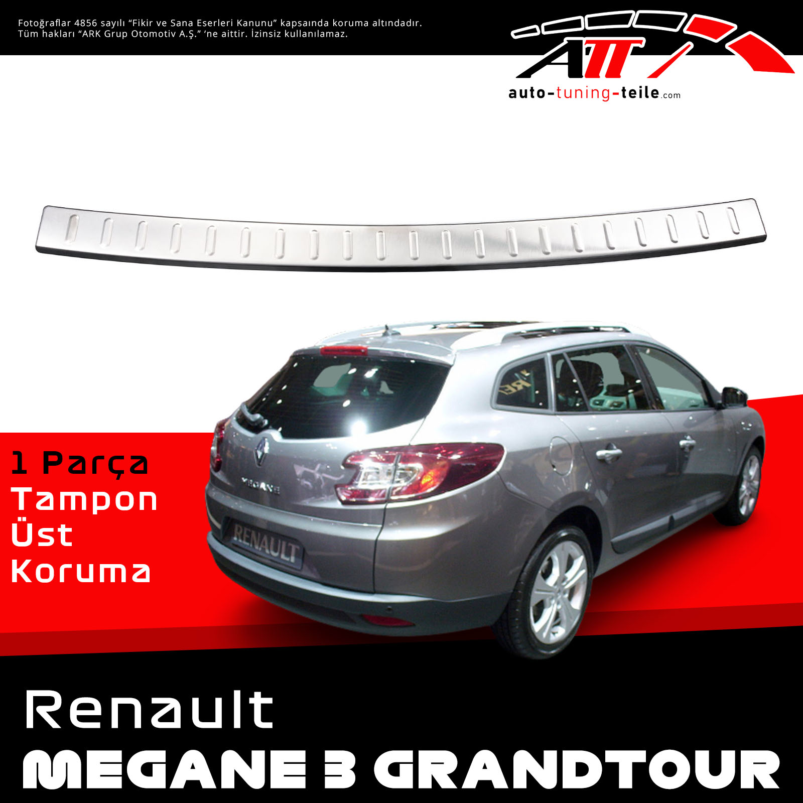 ARKA TAMPON ÜSTÜ RENAULT MEGANE 3 GRANDTOUR 2009-2014 CHROM