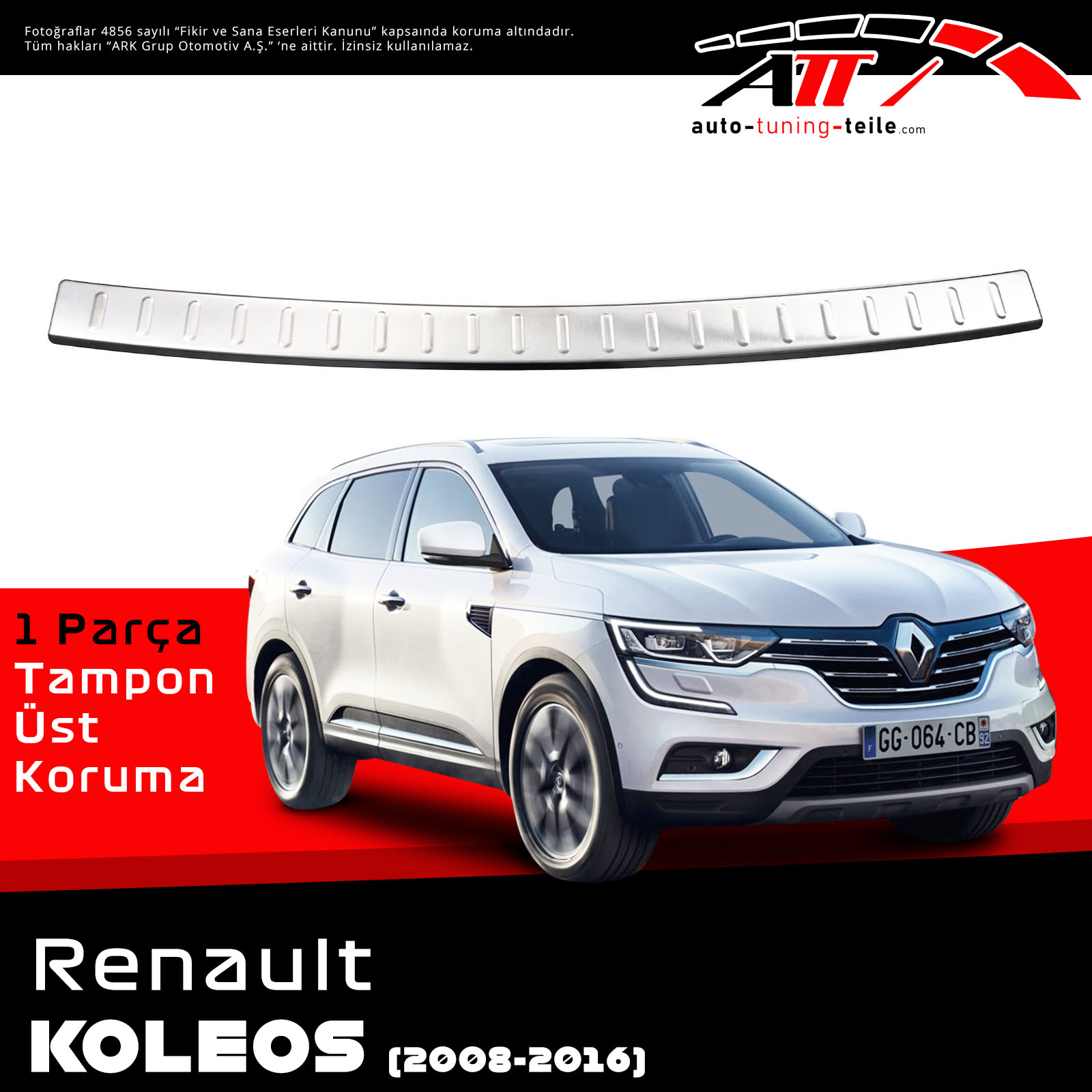 ARKA TAMPON ÜSTÜ RENAULT KOLEOS 2008-2016 CHROM