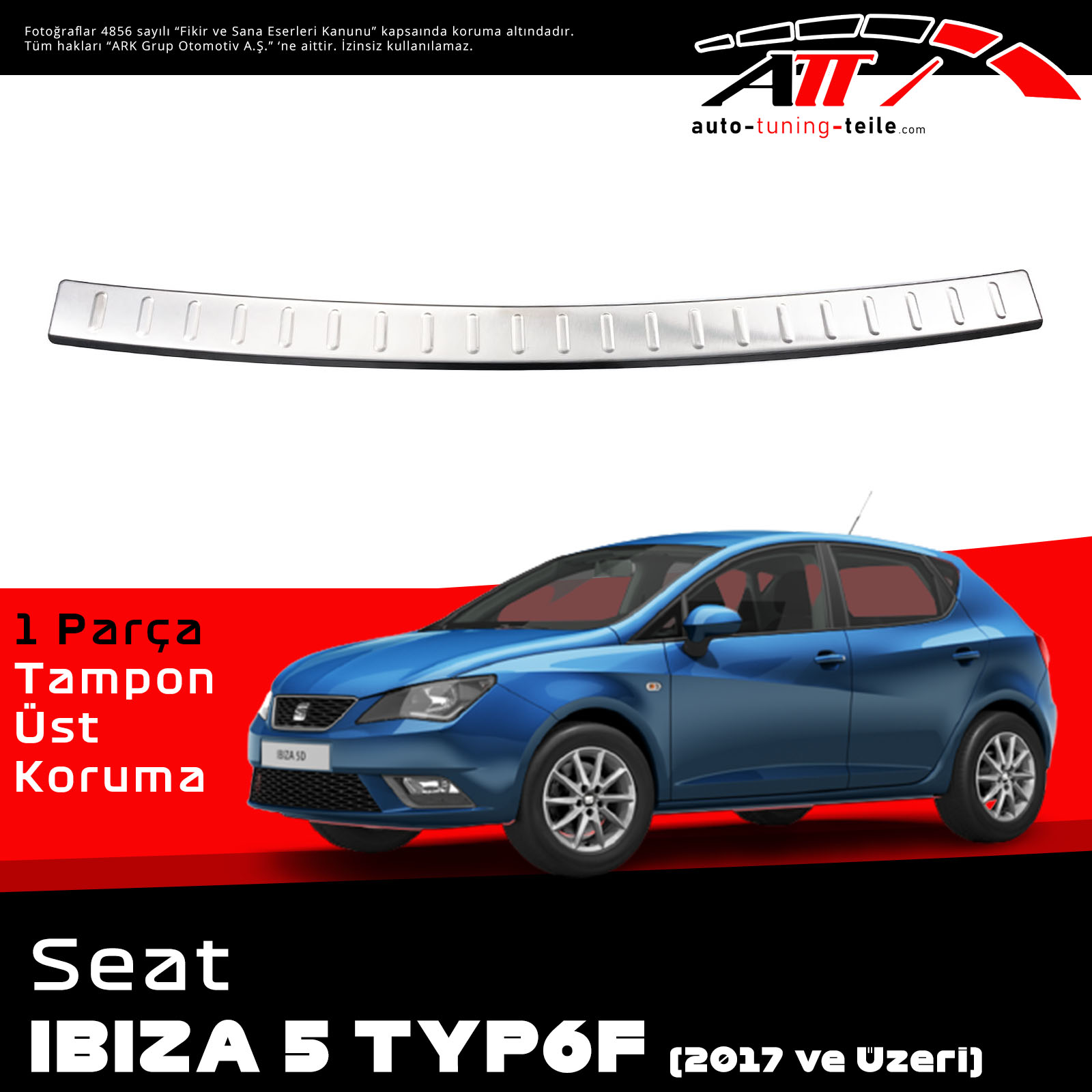 ARKA TAMPON ÜSTÜ SEAT IBIZA 5 typ 6F ab 2017 CHROM