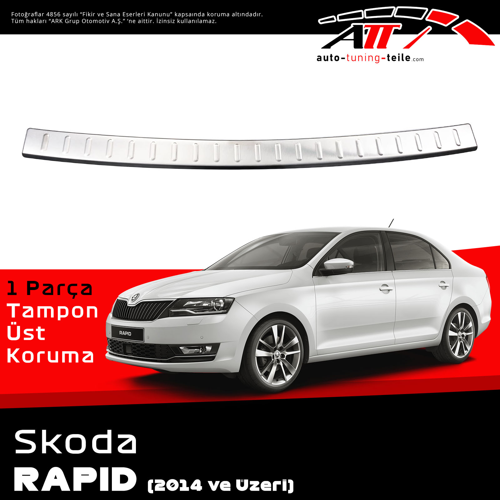 ARKA TAMPON ÜSTÜ SKODA RAPID 2014 CHROM