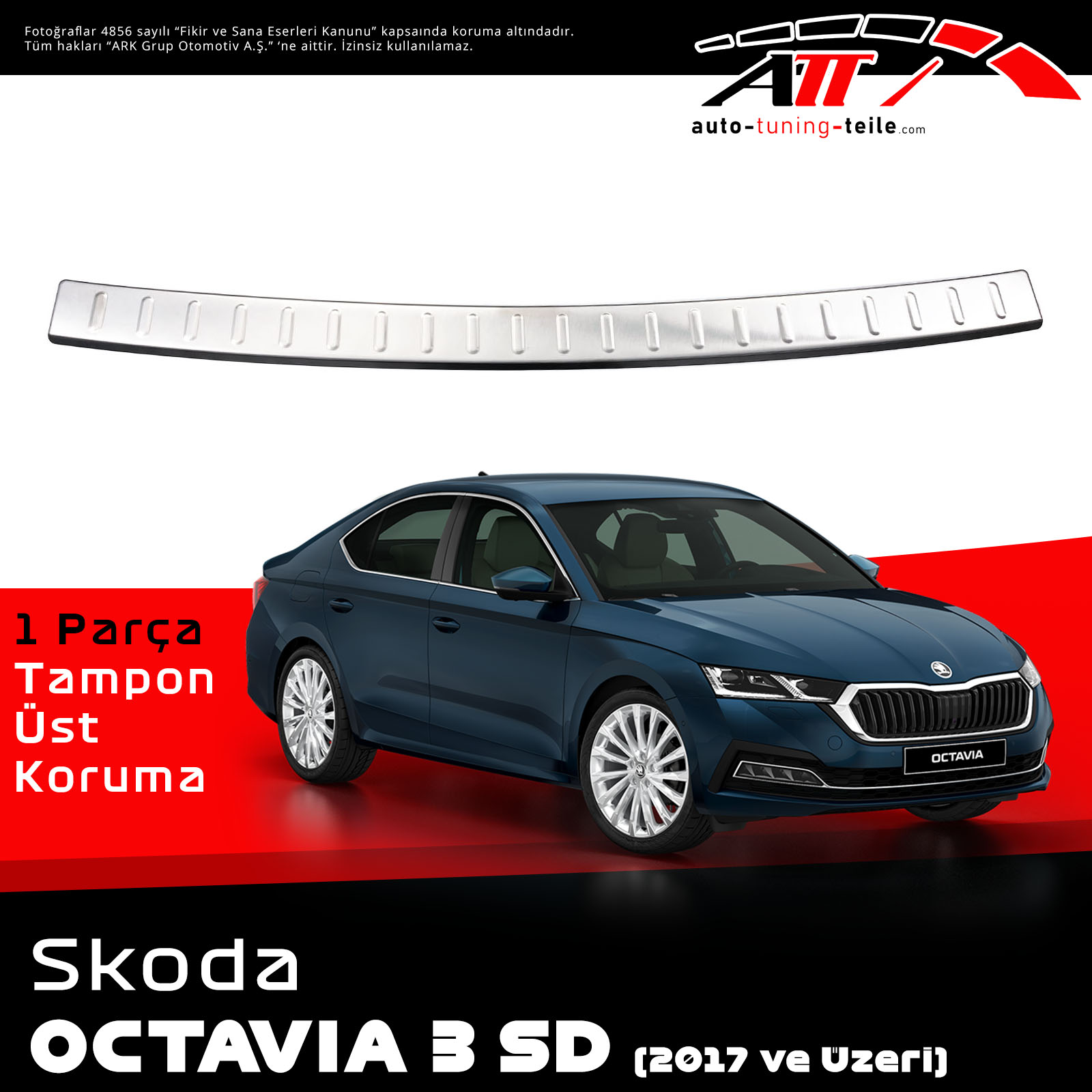 ARKA TAMPON ÜSTÜ SKODA OCTAVIA III SEDAN 2017 CHROM