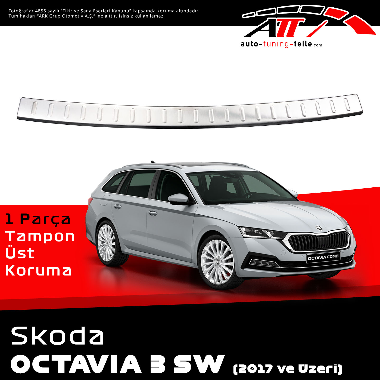 ARKA TAMPON ÜSTÜ SKODA OCTAVIA III SW 2017 CHROM