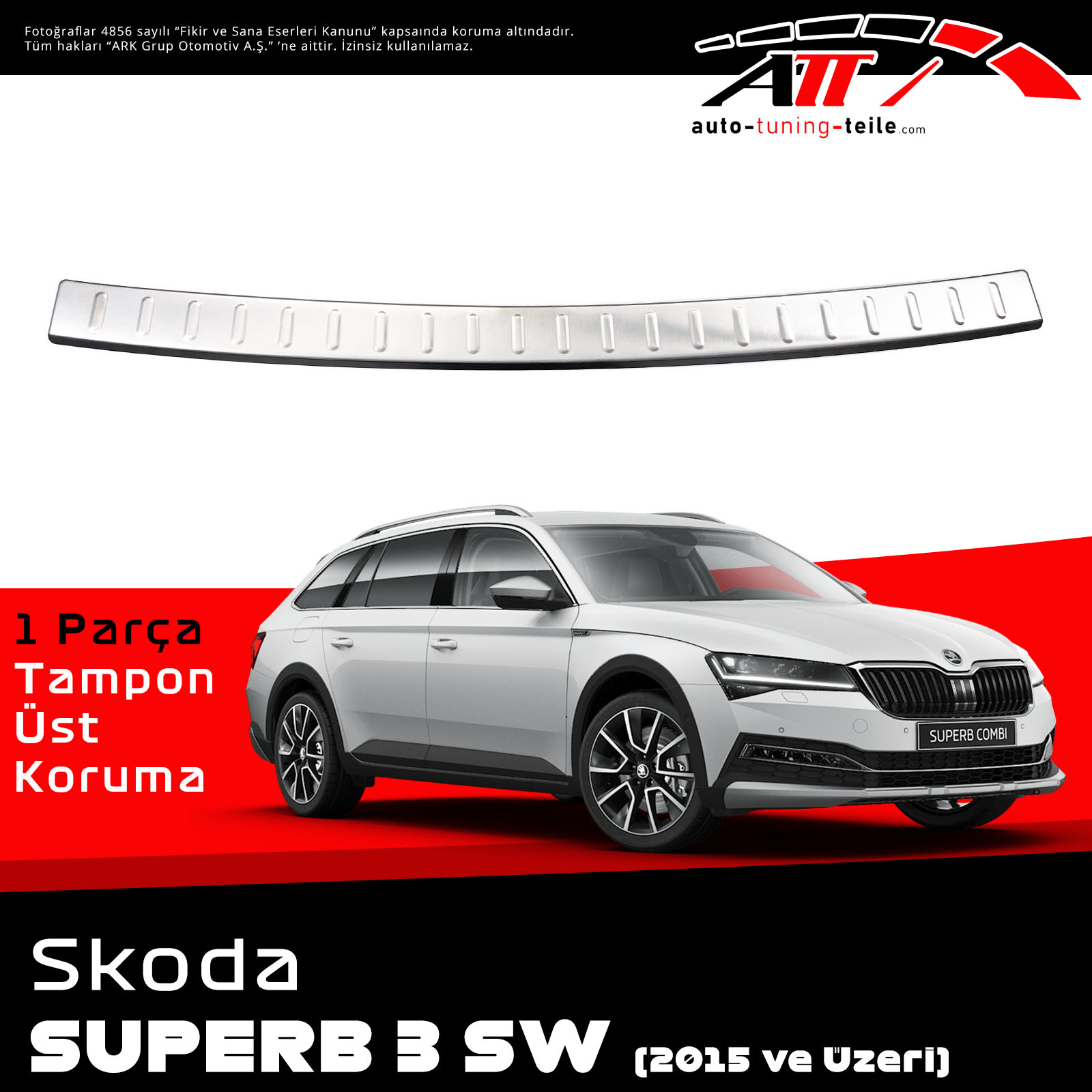 ARKA TAMPON ÜSTÜ SKODA SÜPERB 3 SW 2015 CHROM