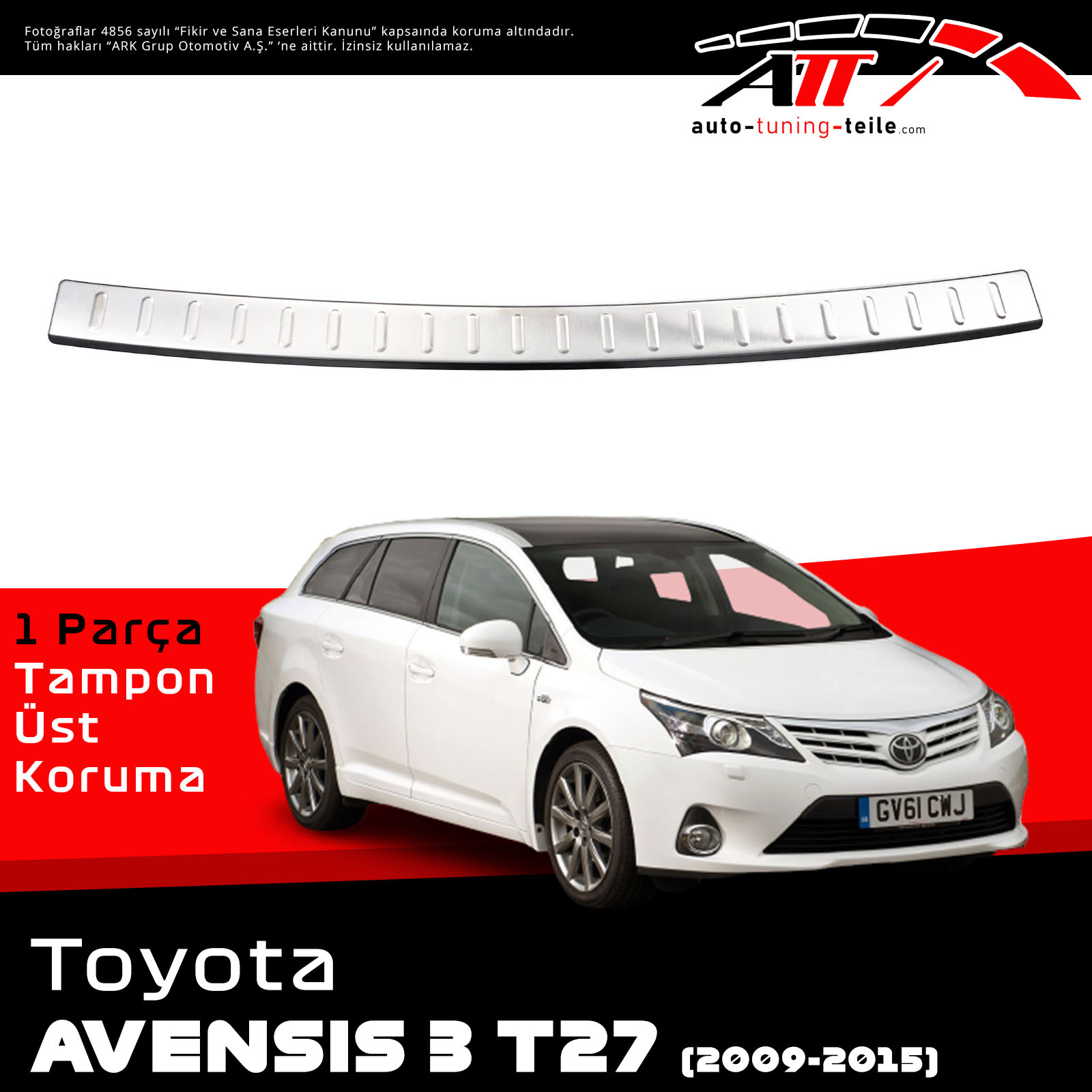 ARKA TAMPON ÜSTÜ TOYOTA AVENSIS III SW 2009-2015 CHROM