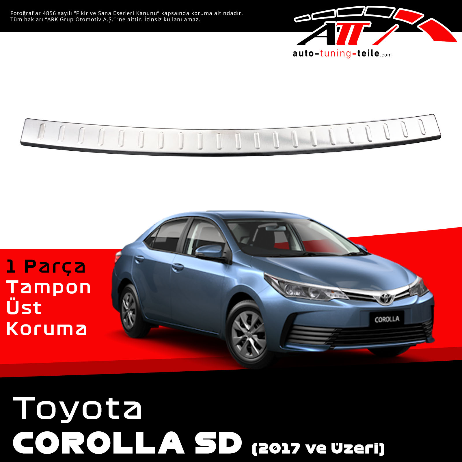 ARKA TAMPON ÜSTÜ TOYOTA COROLLA SEDAN 2017 CHROM