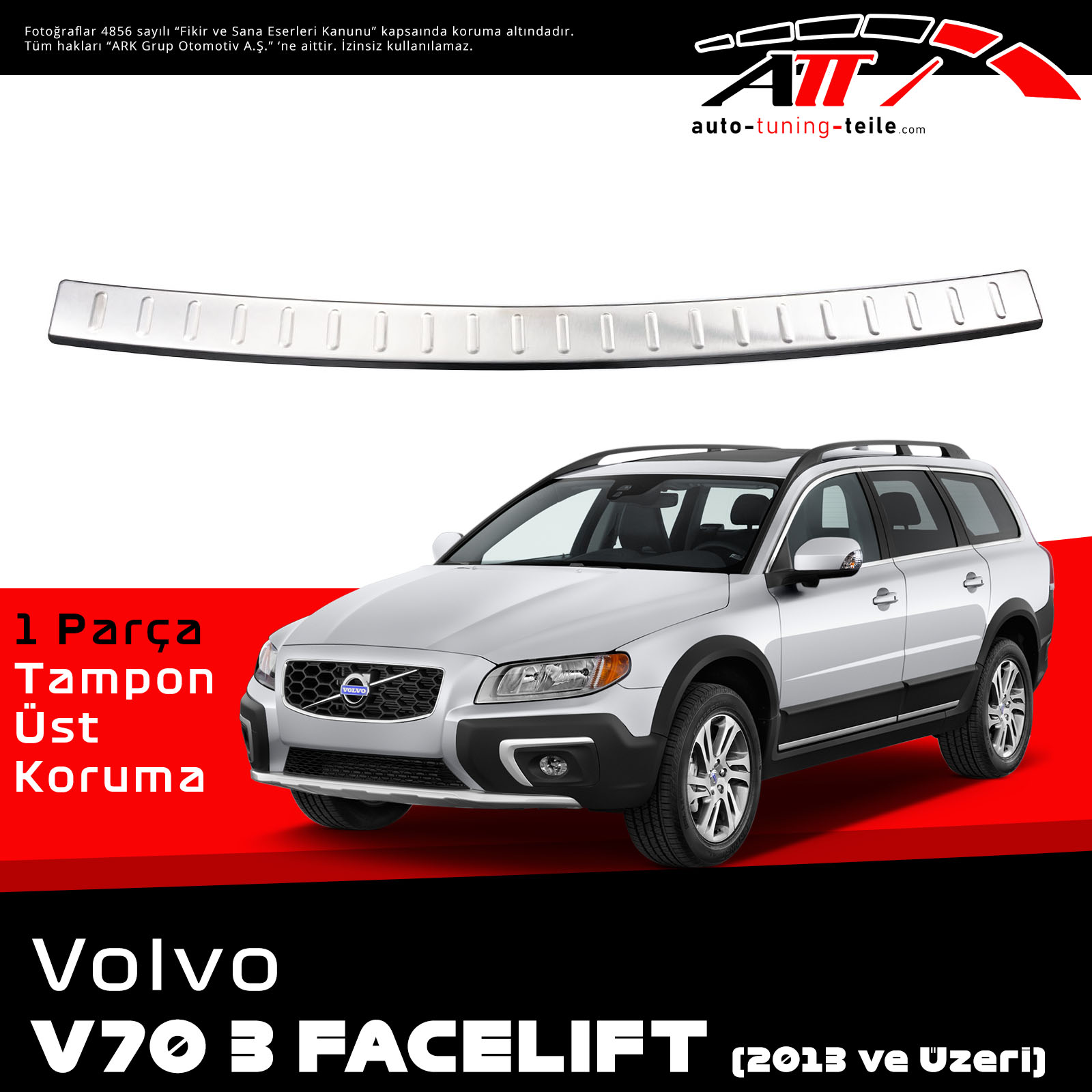 ARKA TAMPON ÜSTÜ VOLVO V70 3- FACELIFT 2013 CHROM