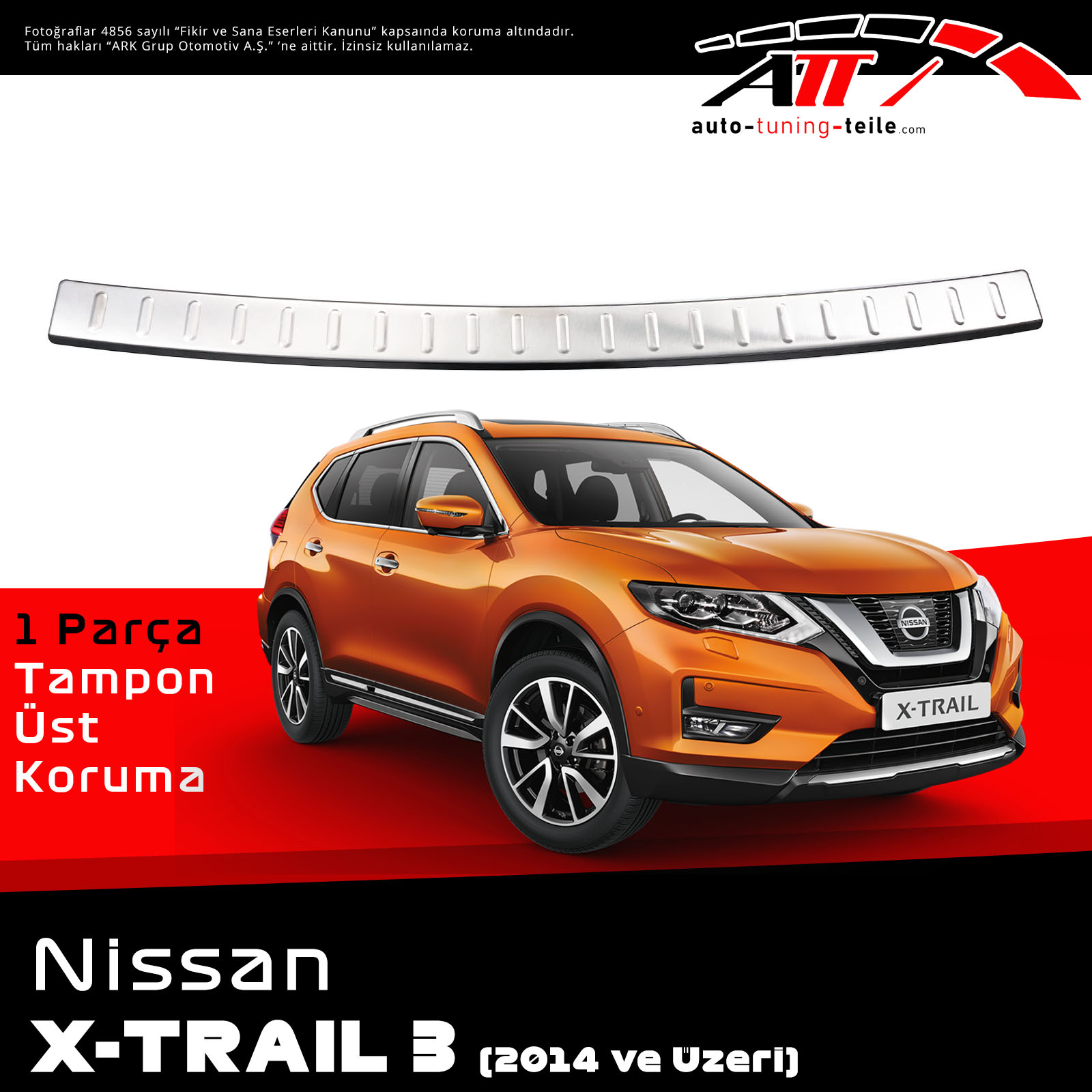 ARKA TAMPON ÜSTÜ NISSAN X-TRAILL III ab 2014 CHROM