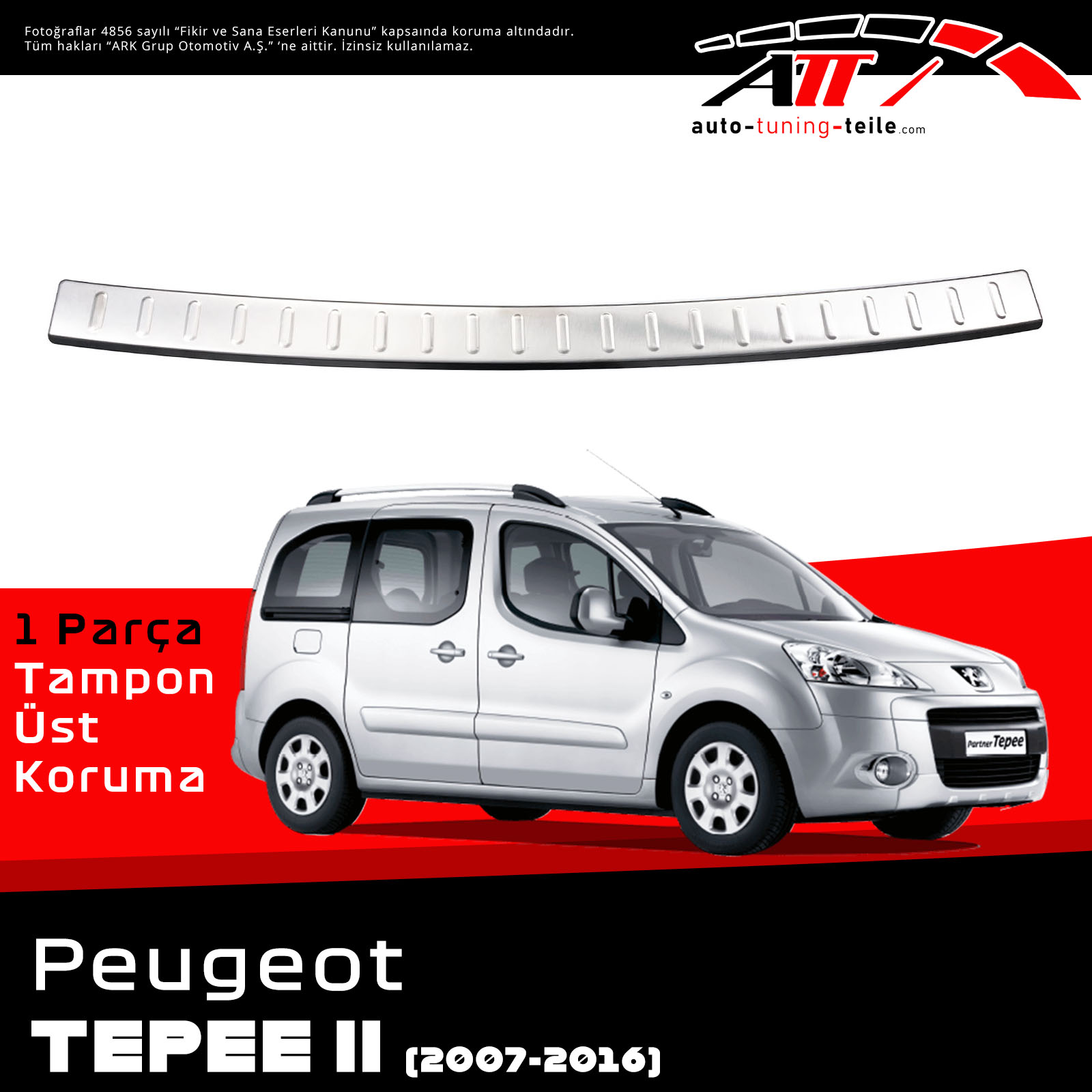 ARKA TAMPON ÜSTÜ PEUGEOT TEPEE II 2007-2016 CHROM