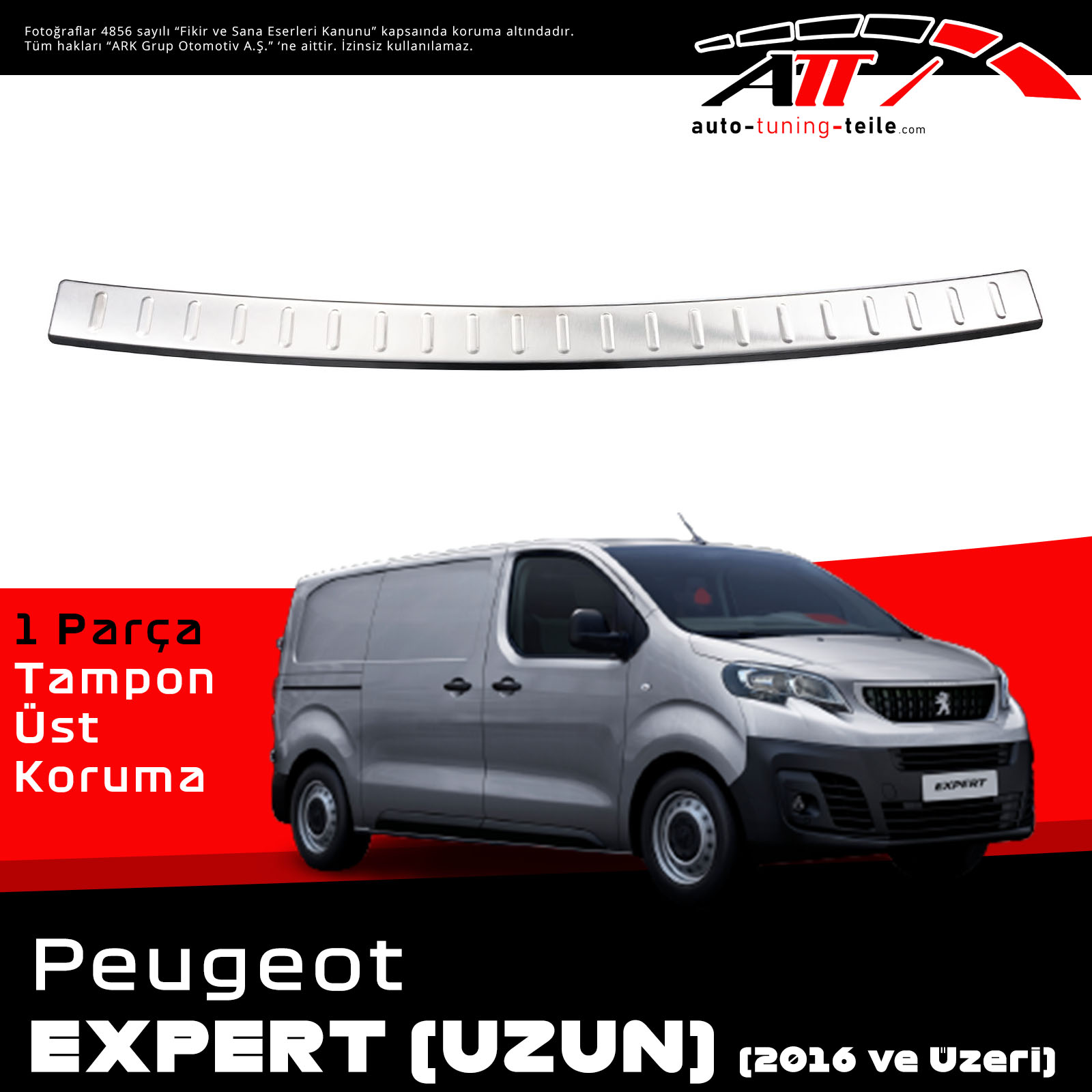 ARKA TAMPON ÜSTÜ PEUGEOT EXPERT UZUN 2016 CHROM