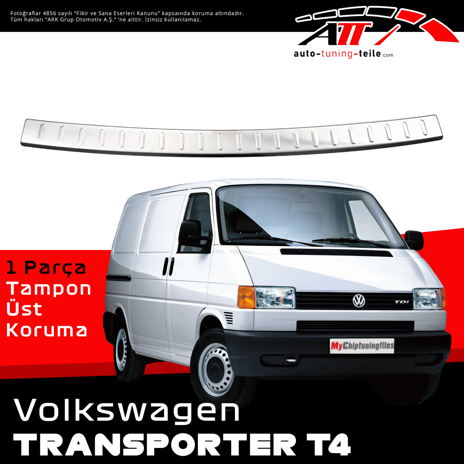 ARKA TAMPON ÜSTÜ VW TRANSPORTER T4 1990-2003 CHROM