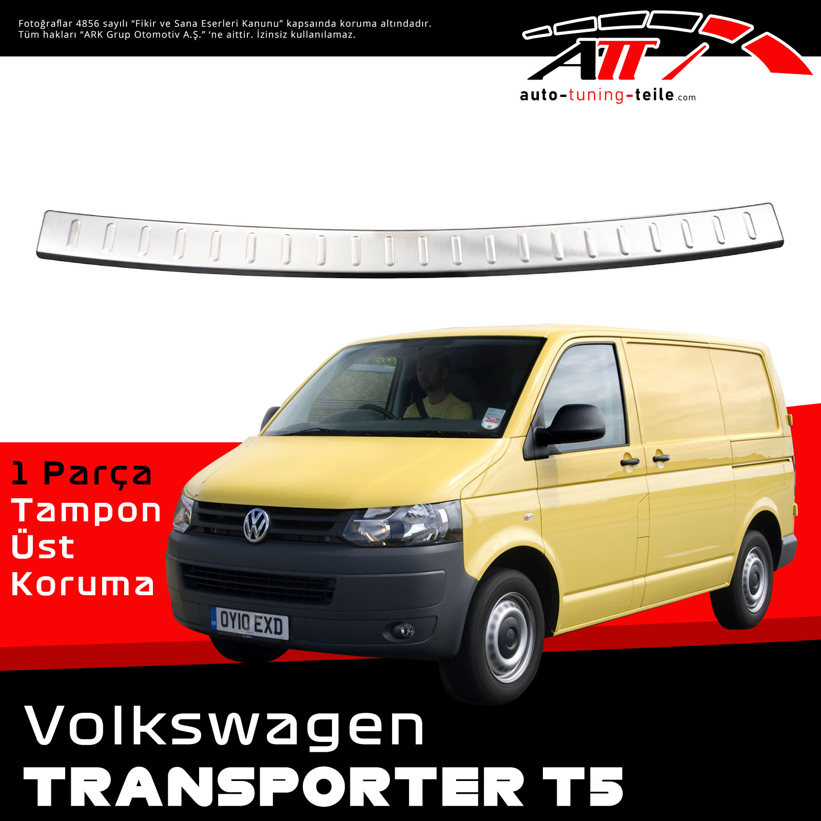 ARKA TAMPON ÜSTÜ VW TRANSPORTER T5 bis 2015 CHROM