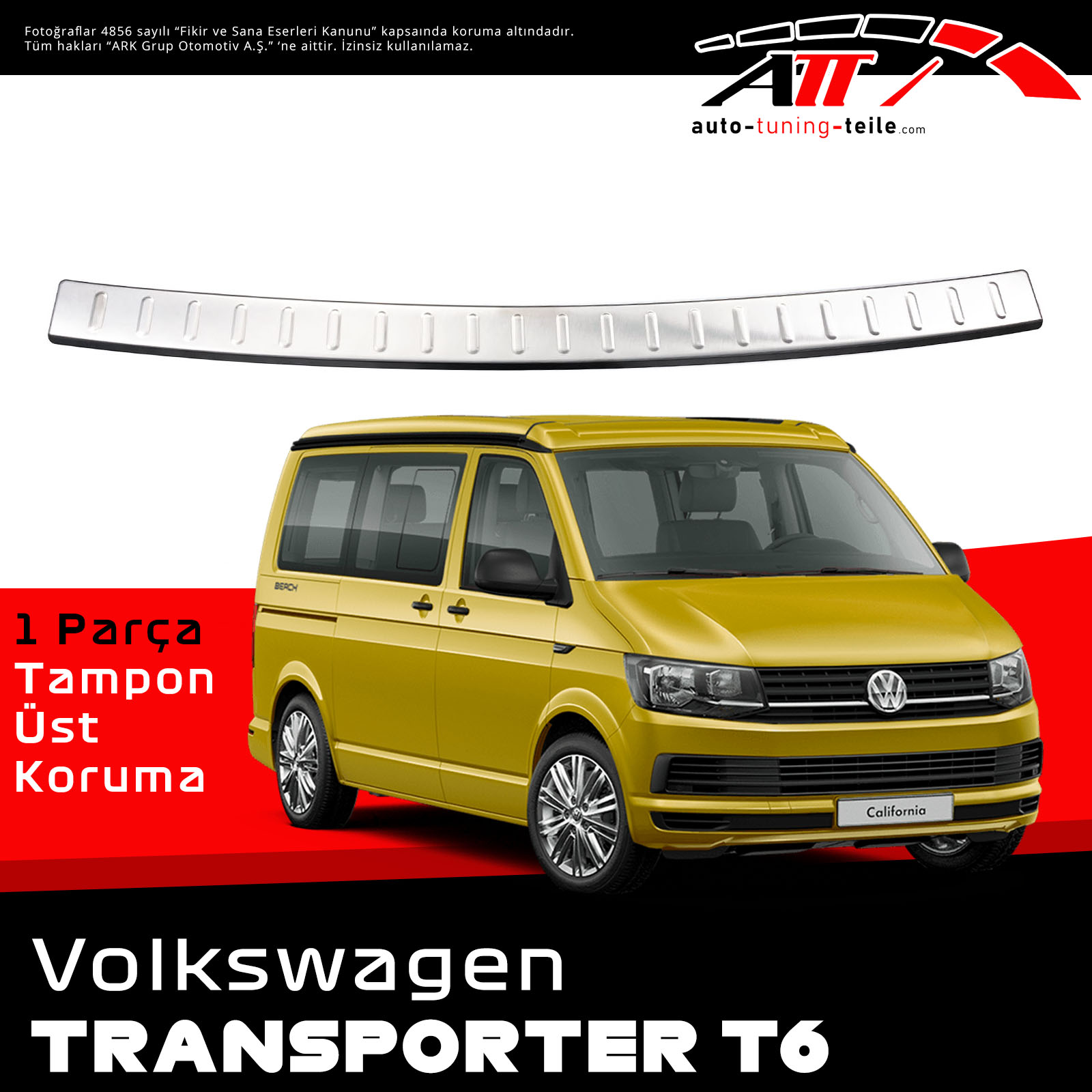 ARKA TAMPON ÜSTÜ VW TRANSPORTER T6 ab 2015 CHROM