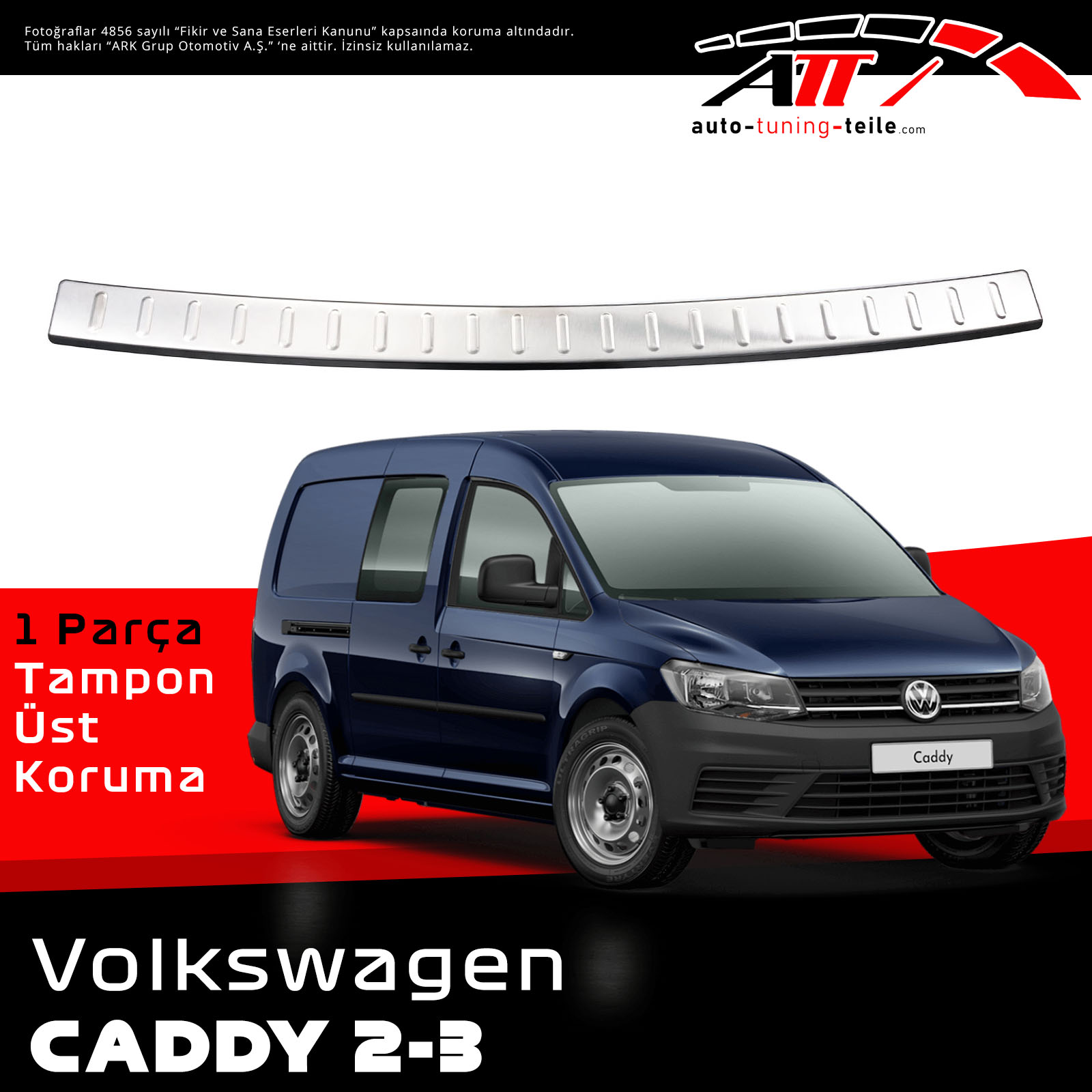 ARKA TAMPON ÜSTÜ VW CADDY II + III 2003-2015 CHROM