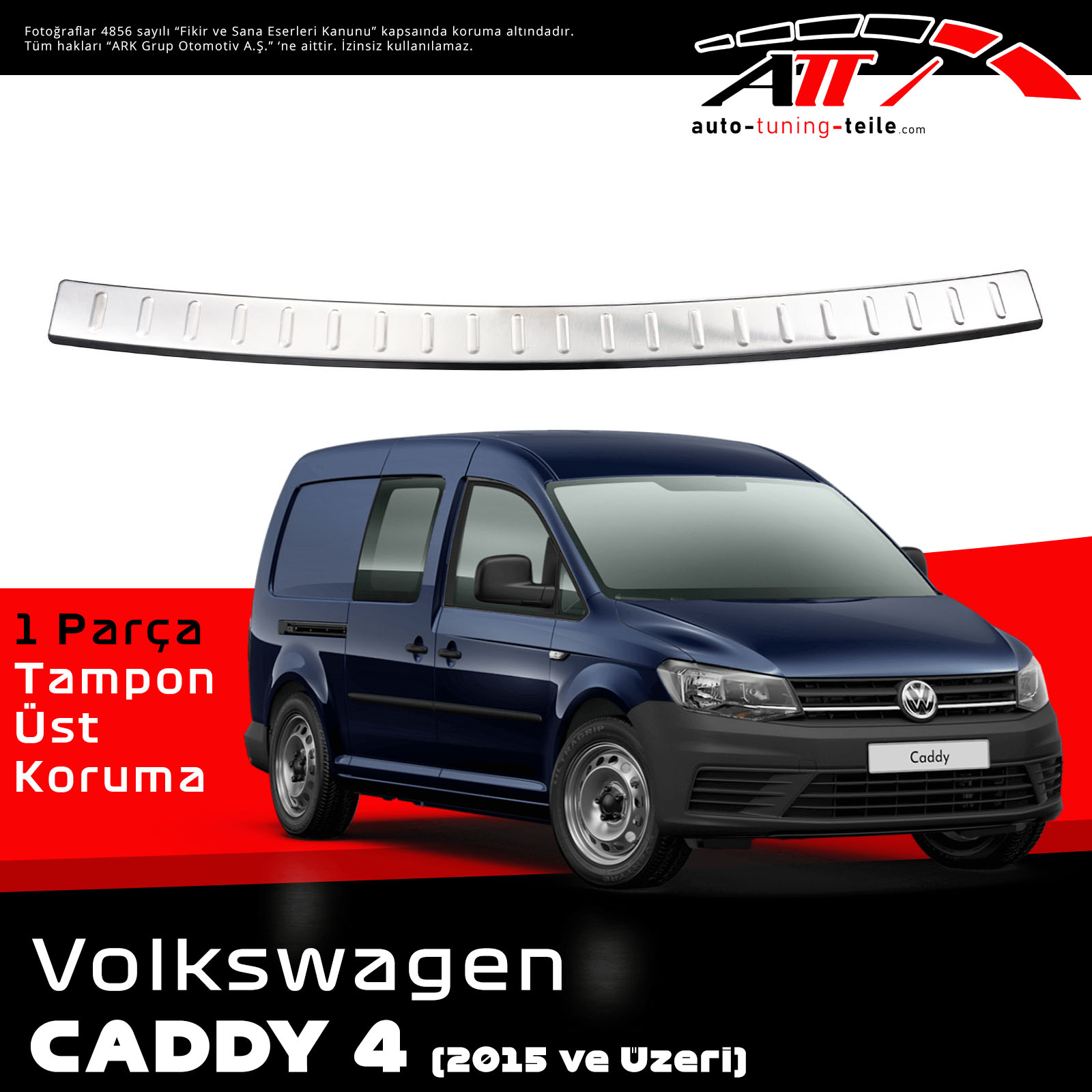 ARKA TAMPON ÜSTÜ VW CADDY 4 ab 2015-2020 CHROM