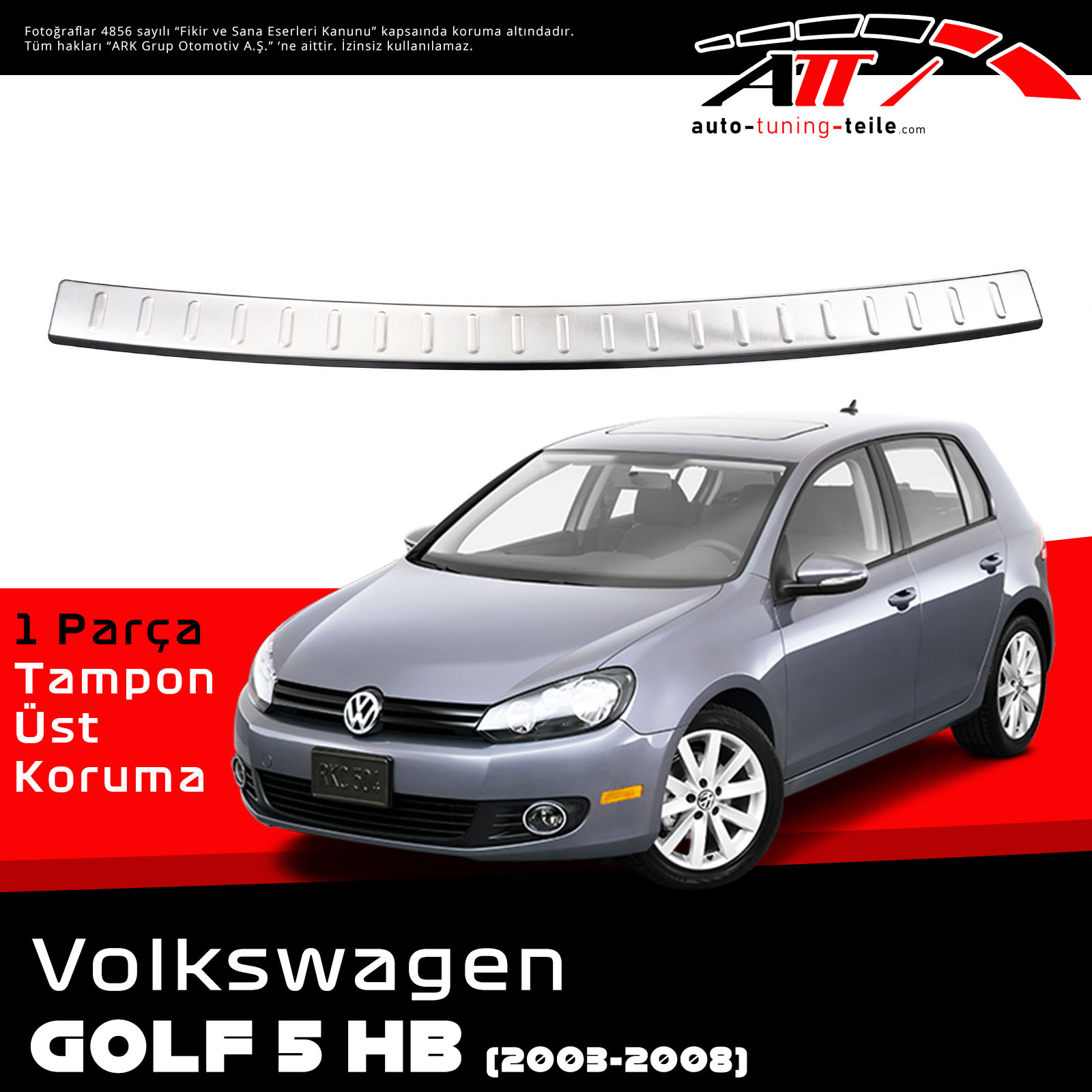 ARKA TAMPON ÜSTÜ VW GOLF 5 HB 2003-2008 CHROM