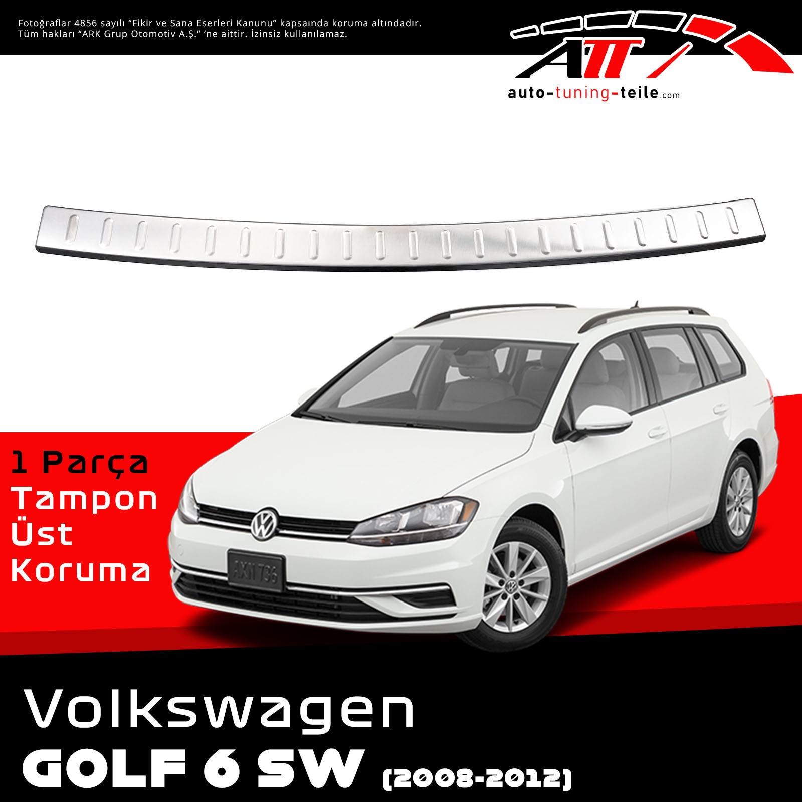 ARKA TAMPON ÜSTÜ VW GOLF 6 SW 2008-2012 CHROM