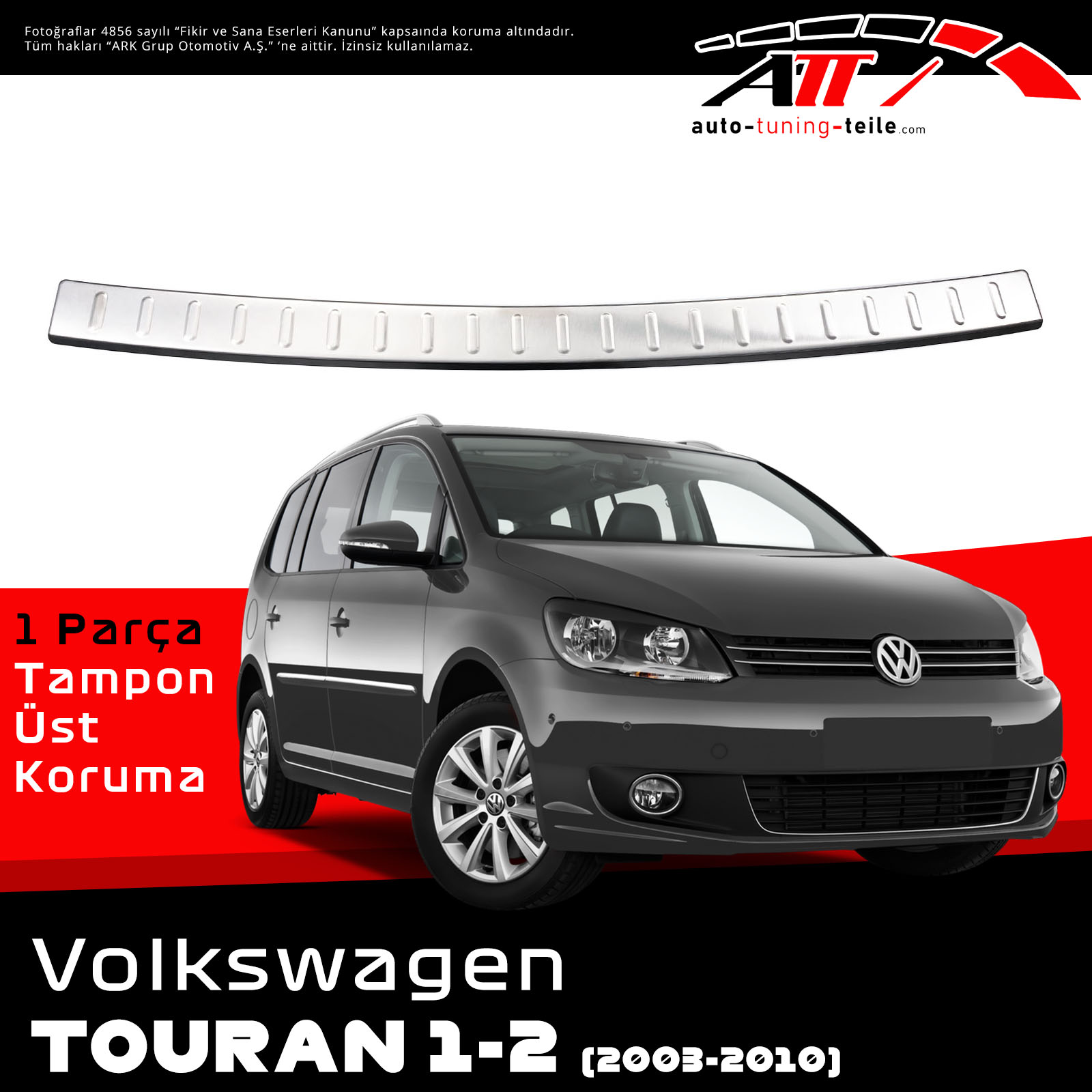 ARKA TAMPON ÜSTÜ VW TOURAN 1 2003-2010 CHROM