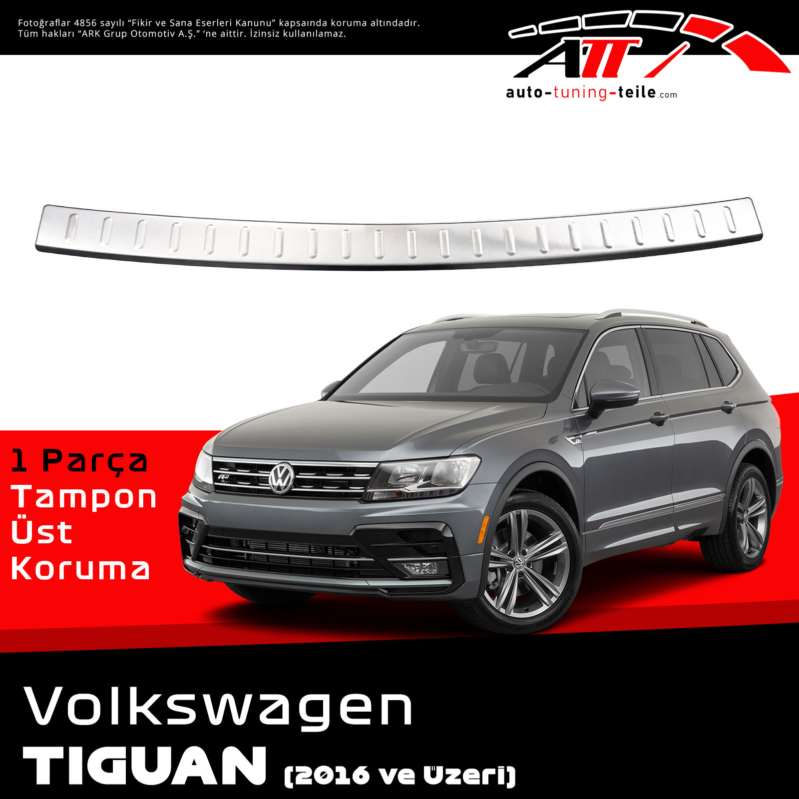 ARKA TAMPON ÜSTÜ VW TIGUAN 1 REFLECTOR 2 PCS. 2007-2015 CHROM