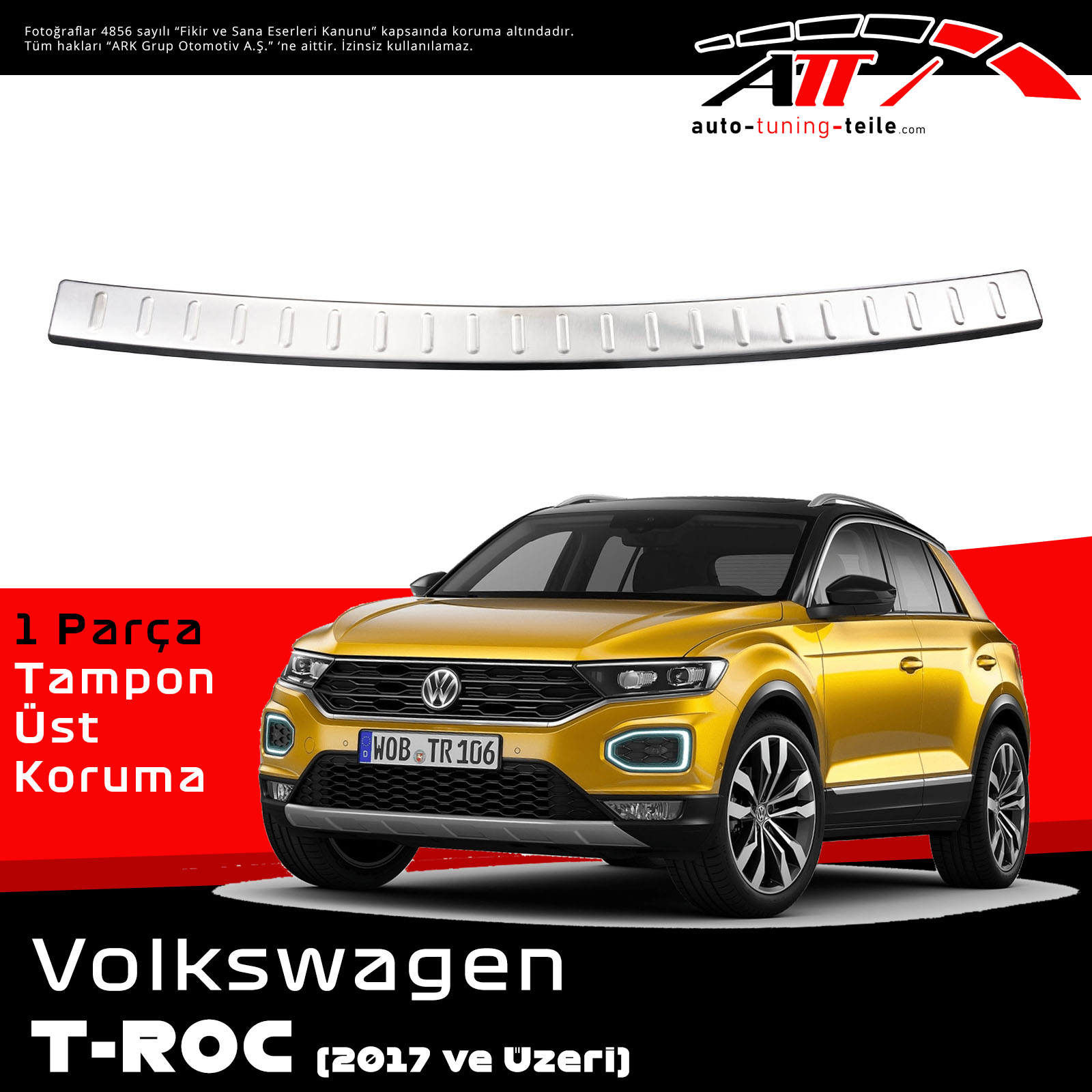 ARKA TAMPON ÜSTÜ VW T ROC 2017 CHROM