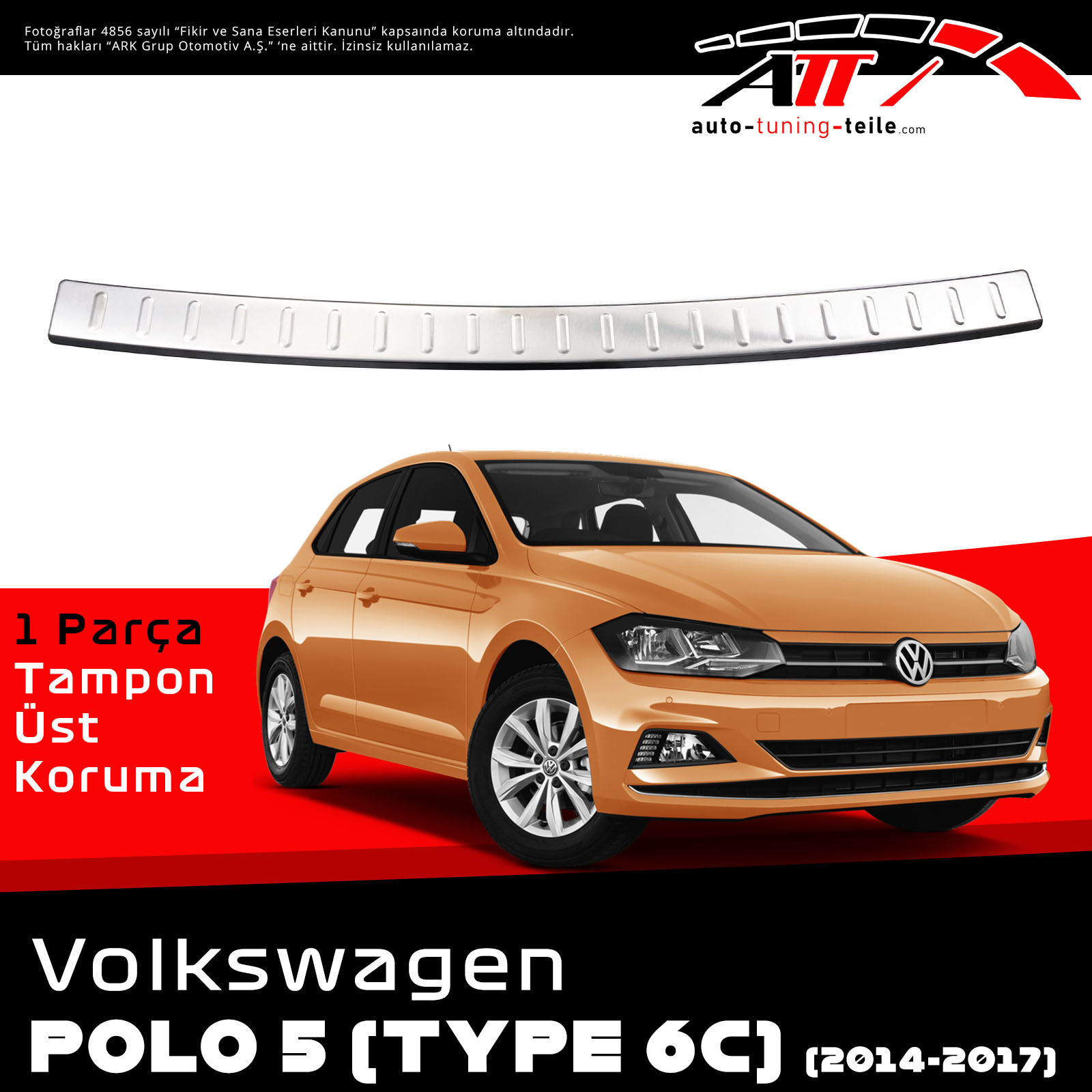 ARKA TAMPON ÜSTÜ VW POLO V TYP 6C  bj. 2015-2017 CHROM