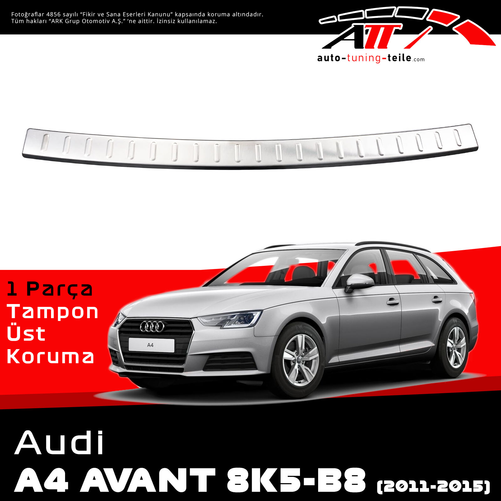 ARKA TAMPON ÜSTÜ AUDI A4 AVANT 8K5-B8 2011-2015 CHROM