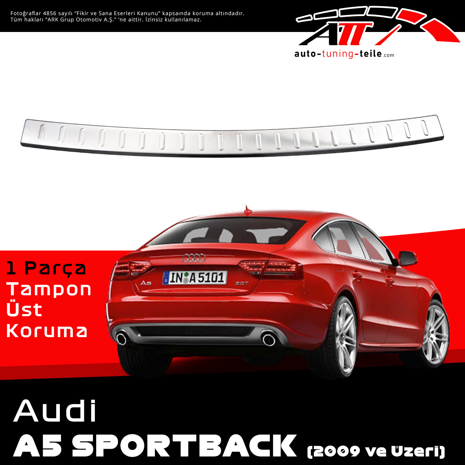 ARKA TAMPON ÜSTÜ AUDI A5 SPORTBACK 2009 CHROM