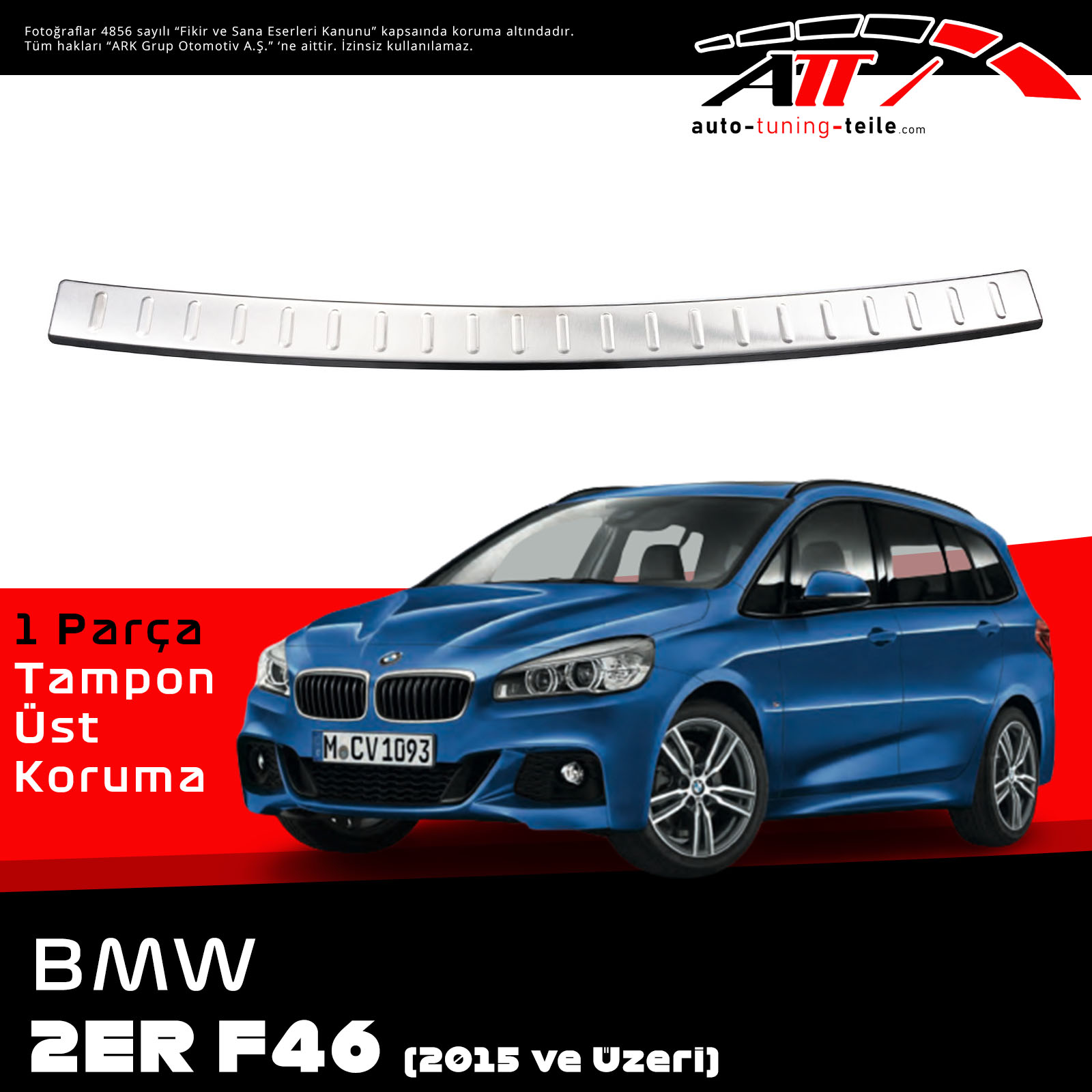 ARKA TAMPON ÜSTÜ BMW 2 ER GRAND TOURER F46 2015 CHROM