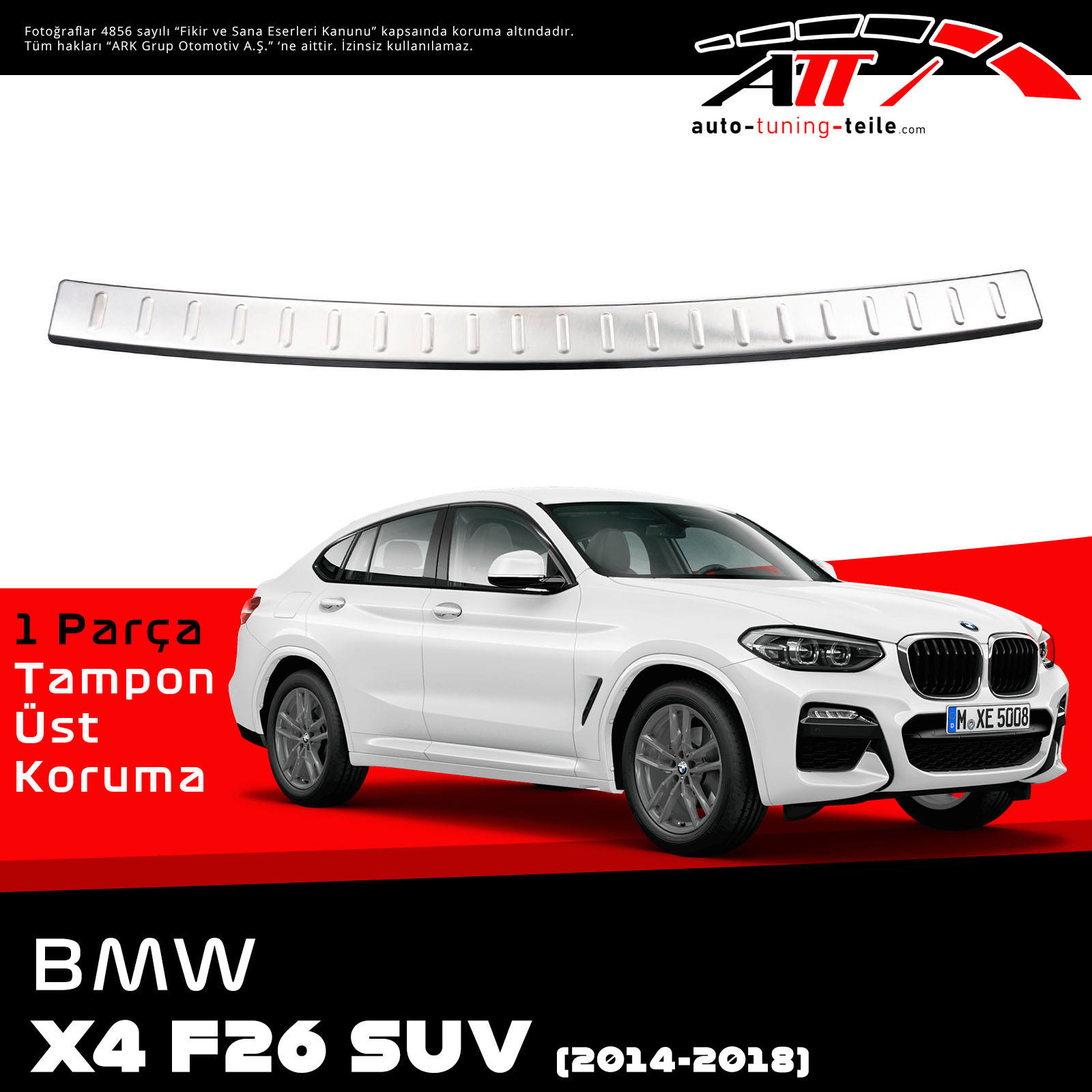 ARKA TAMPON ÜSTÜ BMW X4 F26 SUV 2014-2018 CHROM