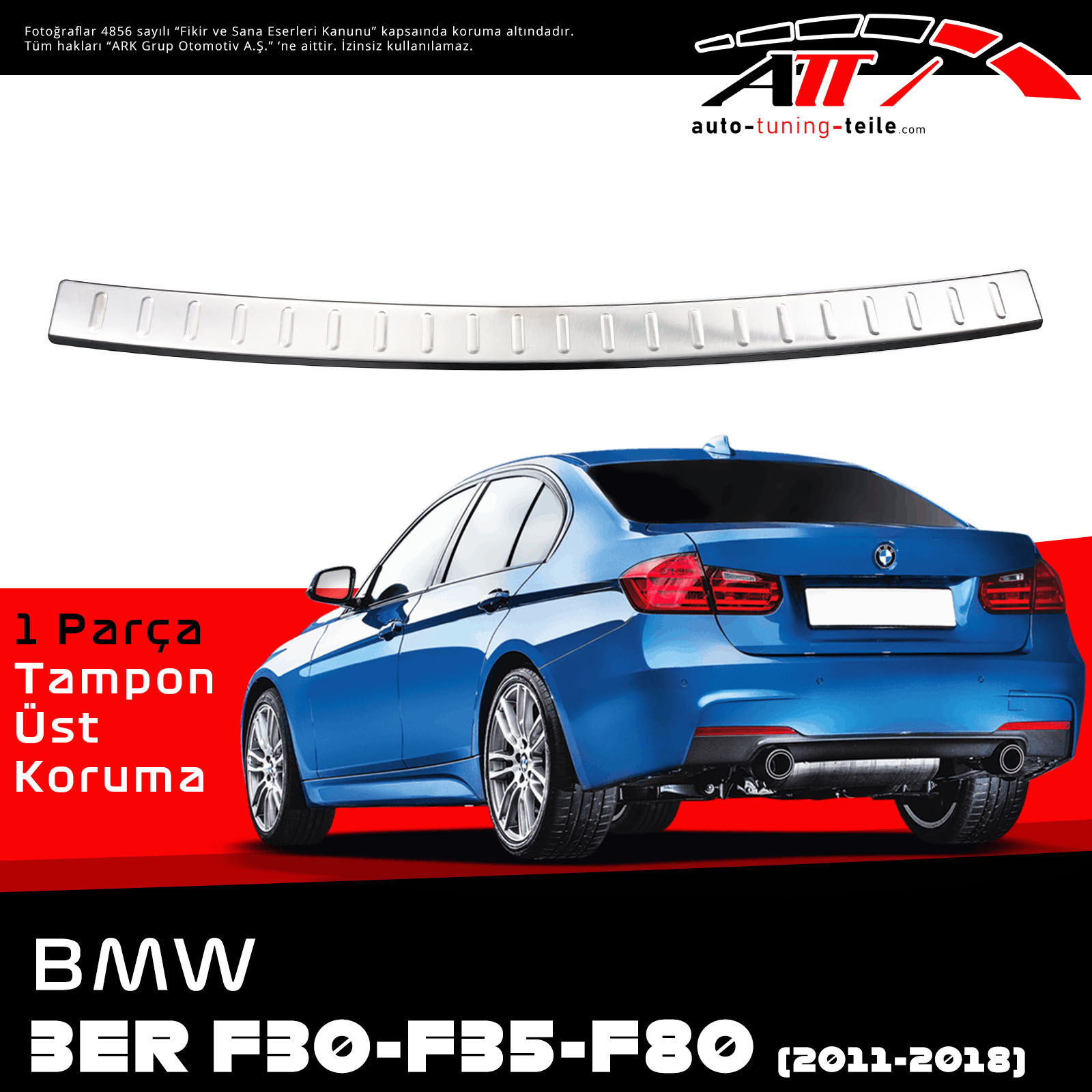 ARKA TAMPON ÜSTÜ BMW 3 ER F30 - F35 - F80 LIMOUSINE 2011-2018 CHROM