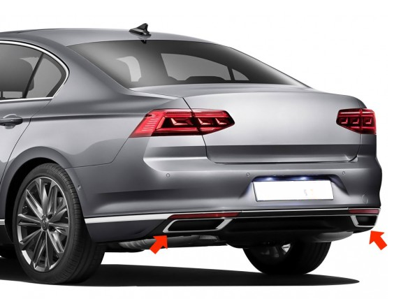 VW PASSAT B8.5 DİFÜZÖR EGZOZ ÇERÇEVESİ 3 PCS. SADE CHROM 2019 > 