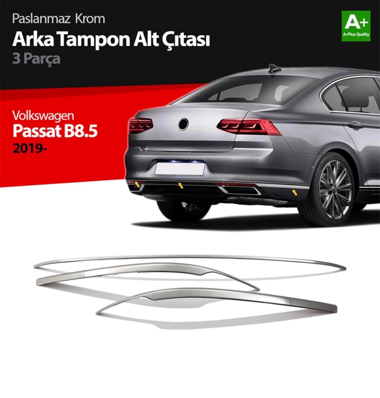 VW Passat B8.5 Chrom Arka Tampon Çıtası 3 Pcs. 2019 > 